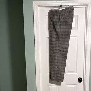 LOFT Women's Gray Checkered Flare Pants
